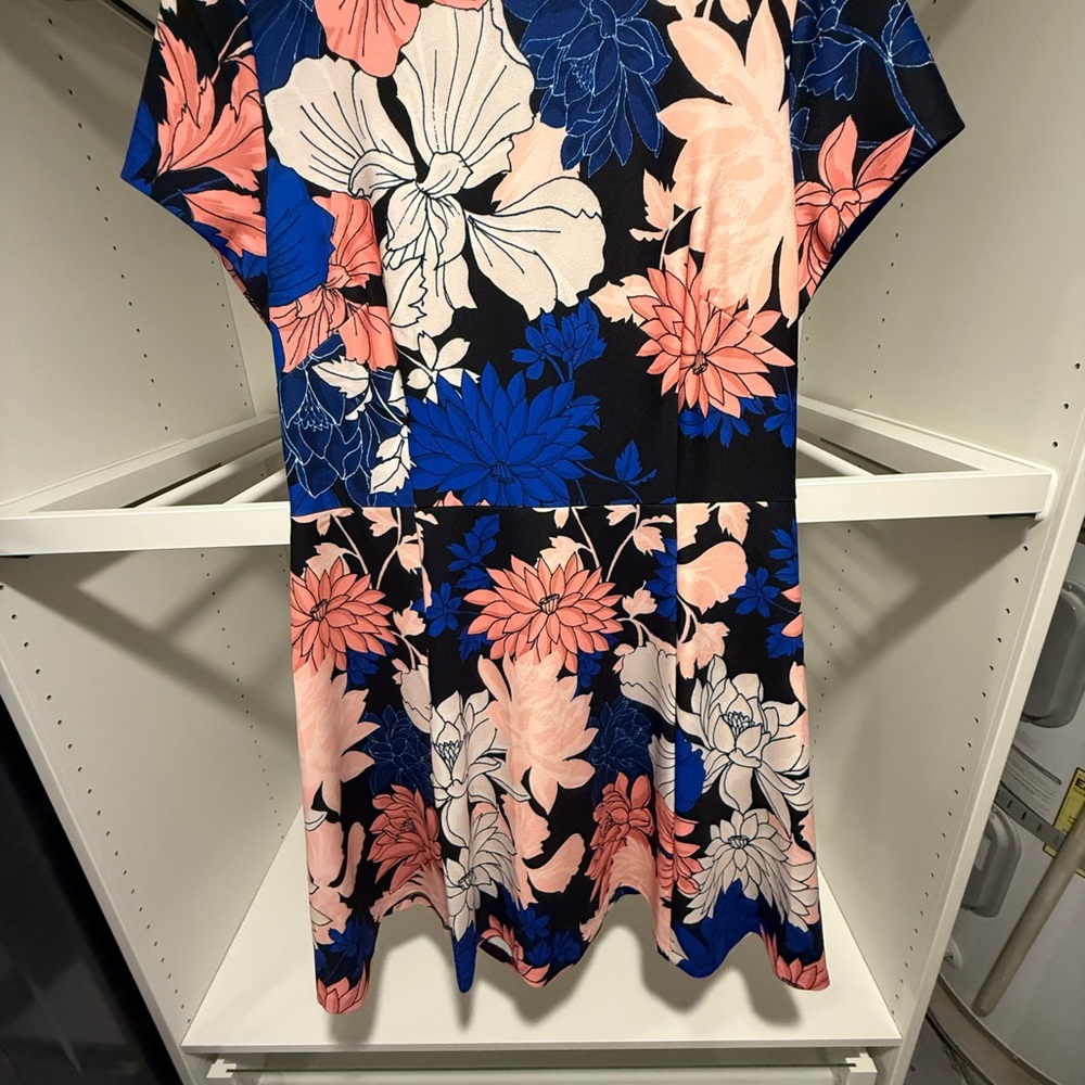 Eliza J Floral Blouse - Black, Blue, and Pink